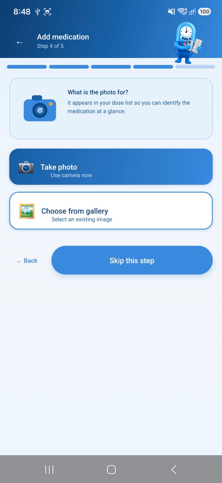 TickTockPill medication photo screen
